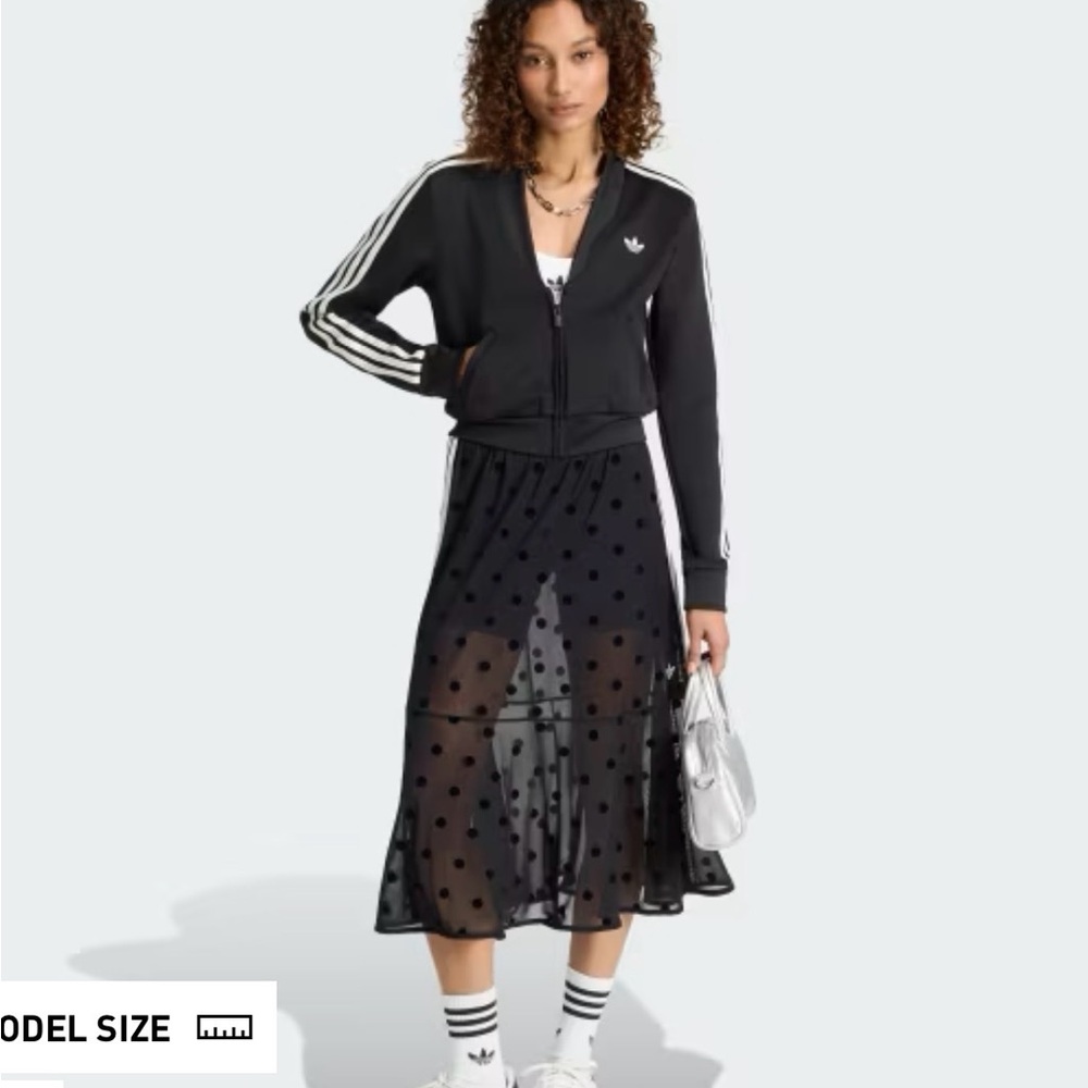 Adidas Black Sheer Midi Skirt with Polka Dots